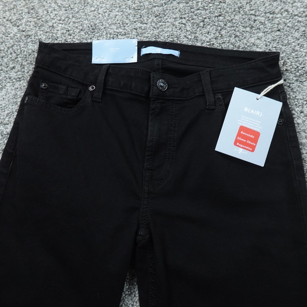 NEW 7 For All Mankind Jeans Womens 27 Black Denim Pants Mid Rise Skinny Stretch